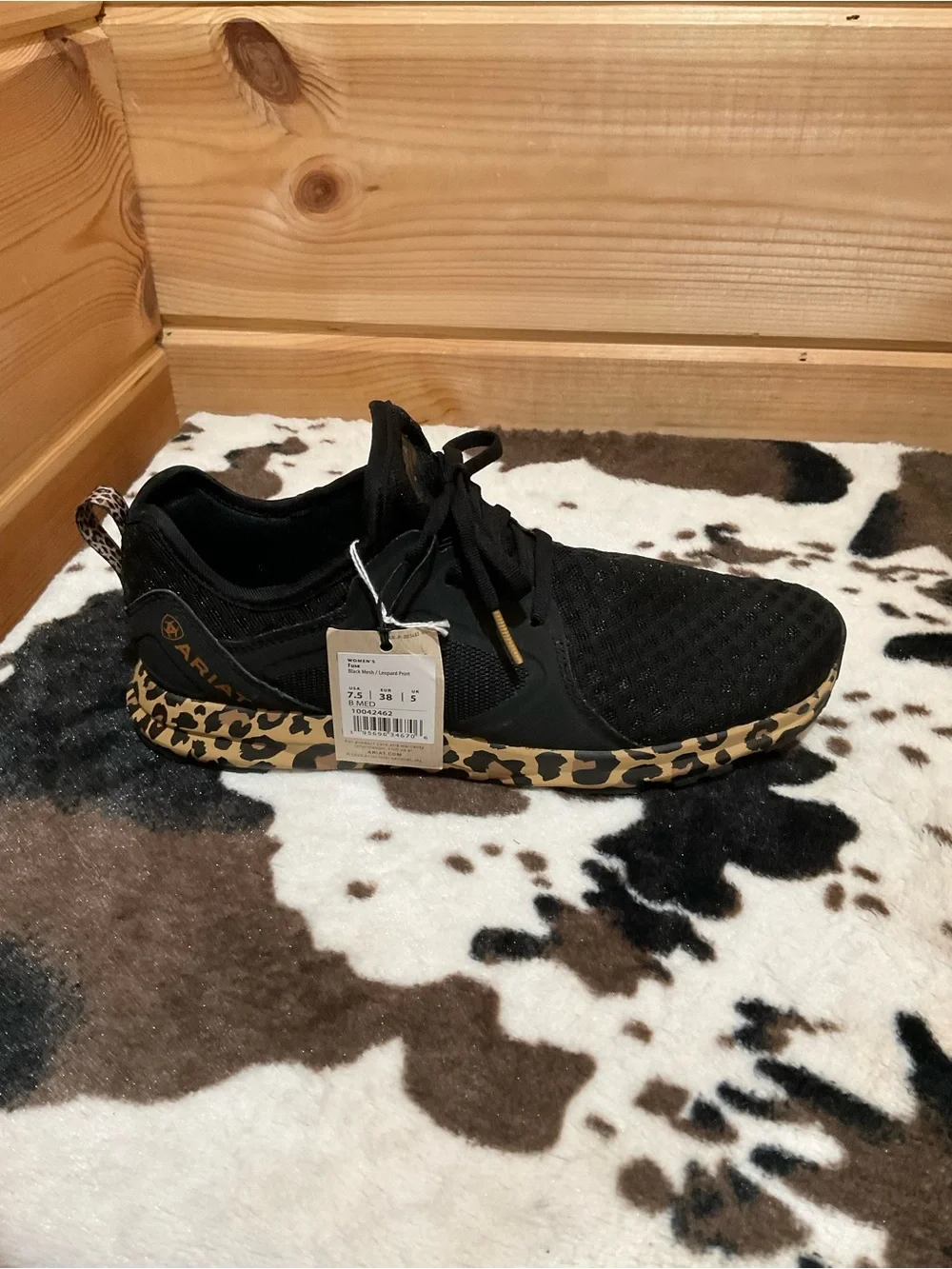 Ariat Black Knit Sneaker with Leopard-Print Midsole Accent